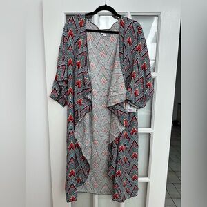 LuLaRoe Shirley Long Open Front Duster Kimono Cardigan Boho Aztec Size M NWT